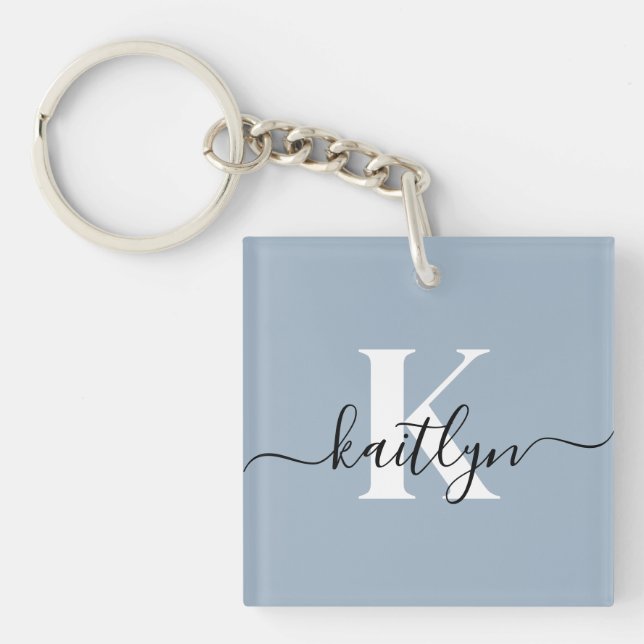 Elegant Dusty Blue Script Monogram (Framsidan)