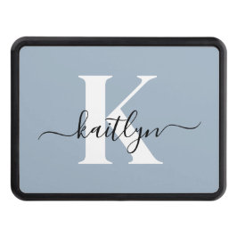 Elegant Dusty Blue Script Monogram Dragkroksskydd