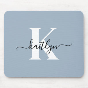 Elegant Dusty Blue Script Monogram Musmatta