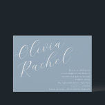 Elegant Dusty Blue Script Namn Minimal Bat mitzvah Inbjudningar<br><div class="desc">Den här contemporaryns bat mitzvah inbjudan har en minimal vågrät och en vacker manusgrafi i vitt på en Dusty Blue-bakgrund.</div>
