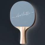 Elegant Dusty Blue Script Namn Personlig Pingisracket<br><div class="desc">Elegant Dusty Blue Script Namn Personlig Ping Pong Paddle</div>
