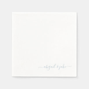 Elegant Dusty Blue Script par Namn Bröllop Pappersservett