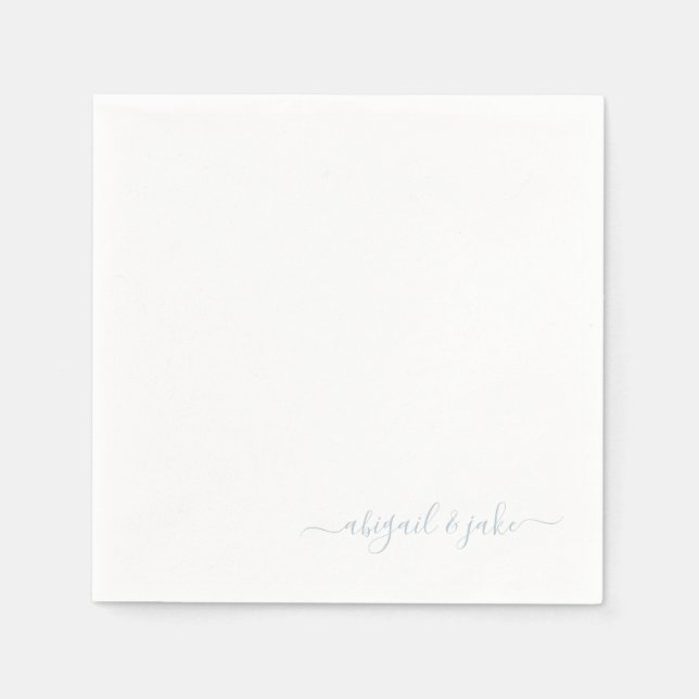 Elegant Dusty Blue Script par Namn Bröllop Pappersservett (Framsidan)