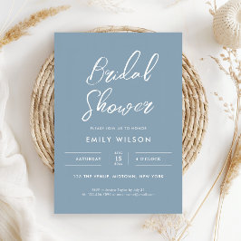 Elegant Dusty Blue Script Typography Bridal Shower Inbjudningar