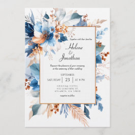 Elegant Dusty Blue Silver Terracotta Boho Wedding Inbjudningar