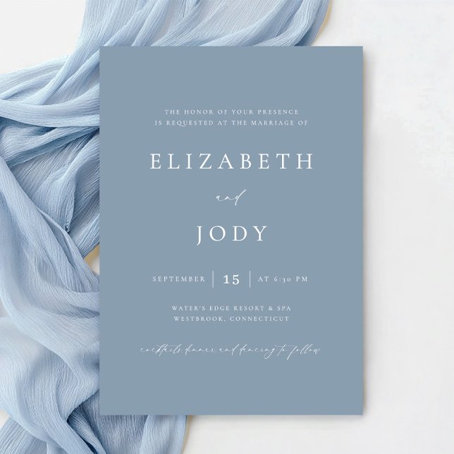 Elegant Dusty Blue Simple Wedding Modern Inbjudningar (Skapare uppladdad)