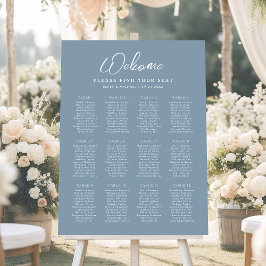 Elegant Dusty Blue Simple Wedding Seating Chart