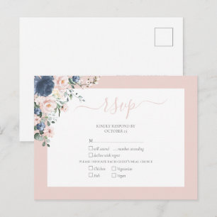 Elegant Dusty Blue Snöre Script OSA Inbjudan Vykort