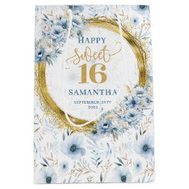 Elegant Dusty Blue Sweet sixteen Glitter Bag Guld