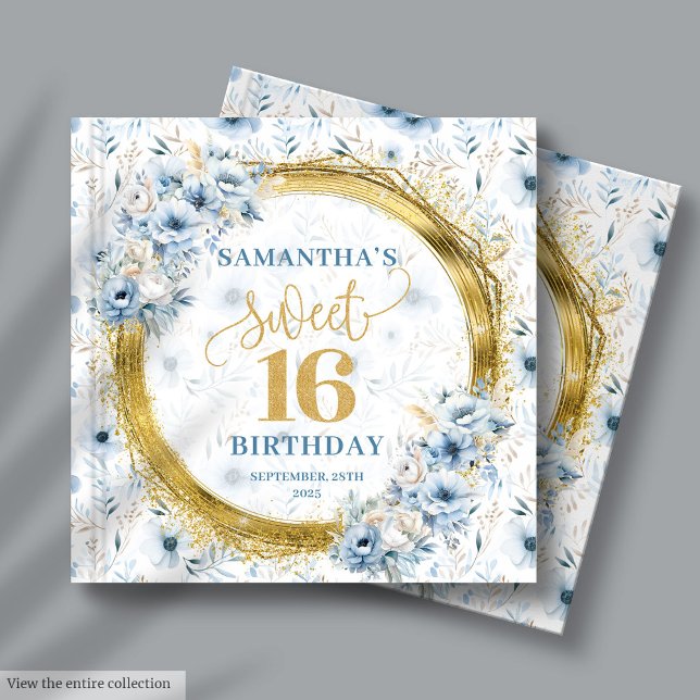 Elegant Dusty Blue Sweet sixteen Guest Bok Album (Elegant Dusty Blue Sweet Sixteen Guest Book Album)