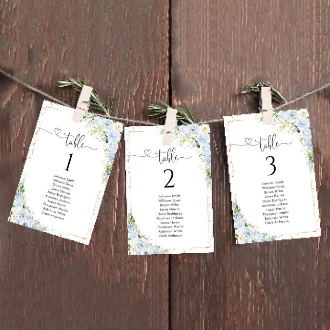 Elegant Dusty Blue Table Number Seating Chart (Skapare uppladdad)