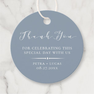 Elegant Dusty Blue Tack Gåvor Etiketter