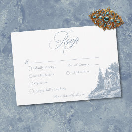 Elegant Dusty Blue Toile French Manor Wedding OSA Kort