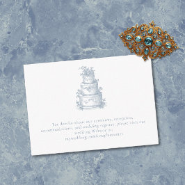 Elegant Dusty Blue Toile French Manor Wedding Tilläggskort
