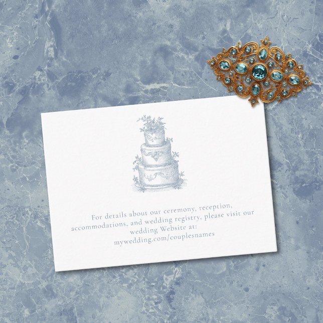 Elegant Dusty Blue Toile French Manor Wedding  Tilläggskort (Elegant Dusty Blue Toile French Manor Wedding Enclosure Card)