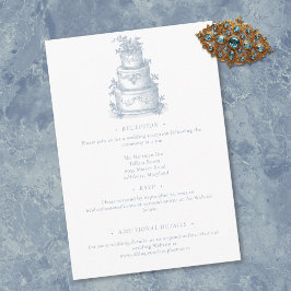 Elegant Dusty Blue Toile French Manor Wedding Tilläggskort