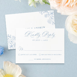 Elegant Dusty Blue Victorian Floral Wedding OSA Kort