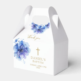 Elegant Dusty Blue Watercolor Blommigt Baptism Presentaskar