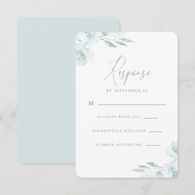 Elegant Dusty Blue Watercolor Blommigt Bröllop OSA (Fram/baksida)