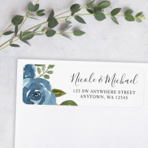 Elegant Dusty Blue Watercolor Blommigt