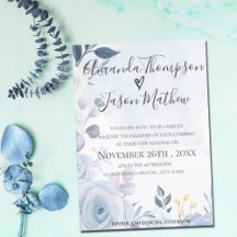 Elegant Dusty Blue Watercolor Blommigt Vow Renewal