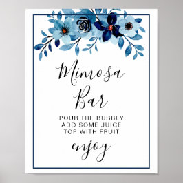 elegant dusty Blue watercolor flower bouquet Poster