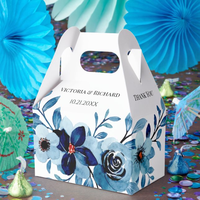 elegant dusty Blue watercolor flower bouquet Presentaskar (Part)