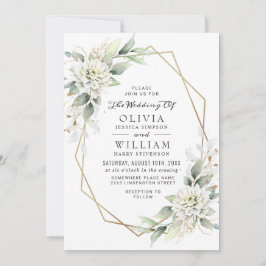 Elegant Dusty Blue Watercolor Greenery Bröllop Inbjudningar