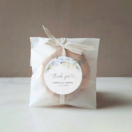 Elegant Dusty Blue Wedding Classic Round Sticker Runt Klistermärke