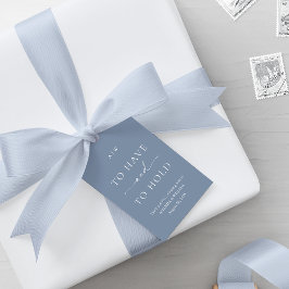 Elegant Dusty Blue Wedding Favor Tag with QR Code Presentetikett