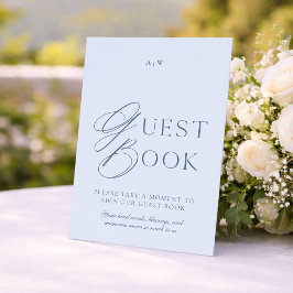 Elegant Dusty Blue Wedding Guest Book Sign Inbjudningar