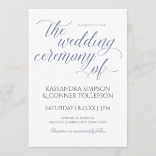 Elegant Dusty Blue Wedding Investigations-Calligra Inbjudningar