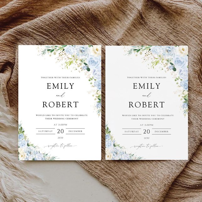 Elegant Dusty Blue Wedding Invitation Inbjudningar (Skapare uppladdad)