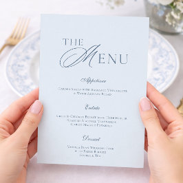 Elegant Dusty Blue Wedding Menu Card Inbjudningar