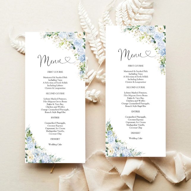 Elegant Dusty Blue Wedding Menu Meny (Skapare uppladdad)
