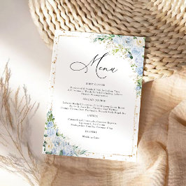Elegant Dusty Blue Wedding Menu Meny