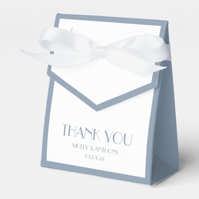 Elegant Dusty Blue Wedor Favor Box Presentaskar (Framsidan Sidan)