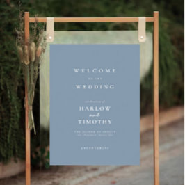 Elegant Dusty Blue Welcome Bröllop Poster