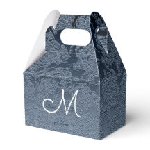 Elegant Dusty Blue White Bröllop Monogram