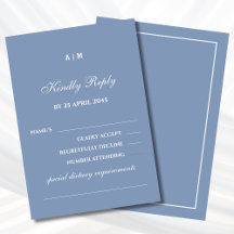 Elegant Dusty Blue White Modern Bröllop OSA Card