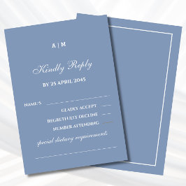 Elegant Dusty Blue White Modern Bröllop OSA Card Kort