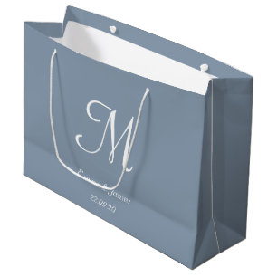 Elegant Dusty Blue & White Monogram Namn