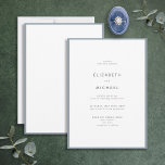 Elegant Dusty Blue & White Typography Bröllop Inbjudningar<br><div class="desc">En underbar typografibröllopsinbjudan för en sommar- eller faller bröllop! Den här vackra eleganten har en dammig blå kant runt en vit inbjudan, med modern typografi i mjuk mörk svart. En enkel, minimalistisk utformning. Tack så mycket för att ni stöder vårt småföretag. Vi uppskattar det, verkligen! Vi är så lycklig att...</div>
