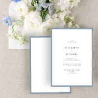 Elegant Dusty Blue & White Typography Bröllop