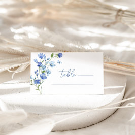 Elegant Dusty Blue Wildblomma Bröllop Placeringskort