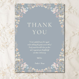 Elegant Dusty Blue Wildflower Baby Shower Tack Kort