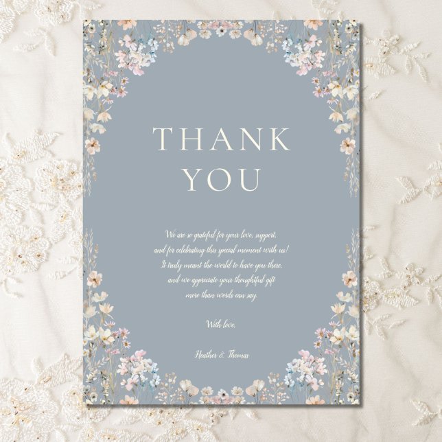 Elegant Dusty Blue Wildflower Baby Shower  Tack Kort (Skapare uppladdad)