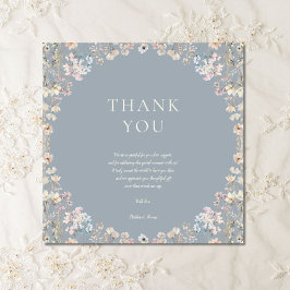 Elegant Dusty Blue Wildflower Baby Shower Tack Kort