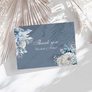 Elegant Dusty Blue Wildflower Wedding Tack Kort