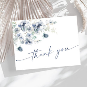 Elegant Dusty Blue Winter Foliage Boho Tack Vykort